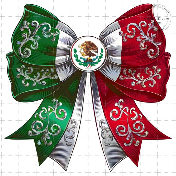Mexican Flag Coquette Bow Png, Coquette Ribbon Bow Mexican Flag Png, Mexican Bow Festive Png, Latino Png, Mexicana Chicana Png Sublimation