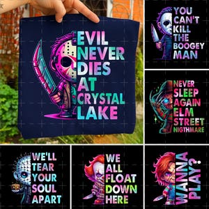 Halloween Neon Horrorfilm Png Bundle, Horrorfilm Png, Scary Filmfiguren Png, Neon Killer Shirt Design, Horror Freunde Halloween Png