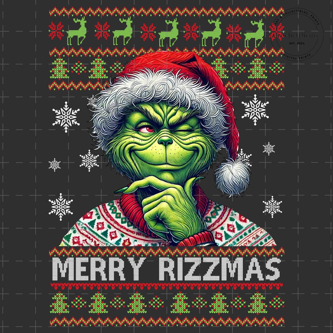 Merry Rizzmas Santa Png, Green Guy Rizzmas Ugly Christmas Sweater ...