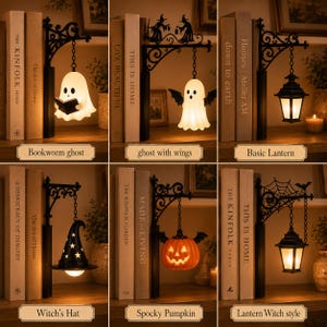 Personalized Book Tavern Lamp, Custom Bookshelf Light, Halloween Library Light, Wrought Iron Scroll Shelf Lamp, Book Nook Decor
