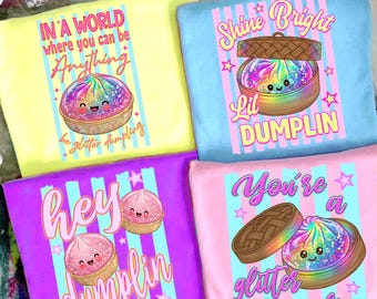 Bundle de boulettes de paillettes rayées Png, Hey Dumplin PNG, You're a glitter Dumpling Png, Girly Trendy Kid Design, Pastel arc-en-ciel Png Sublimation