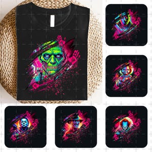 Bundle Neon Halloween Horror Png, Scary Horror Charaktere, Movie Killers Png, Freunde Horror Charaktere, Spooky Png, Neon Horrorfilm Shirt