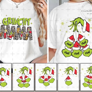 Personalized Mama And Kids Name Christmas Png, Green Guy Christmas Movie Png, Girl Boy Xmas Shirt, Leopard Mama Christmas Png, Chrismas Gift