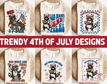 Red White And Feral png, Funny USA Shirt, Funny Raccoon Shirt , 4th Of July Digital Download, Feral PNG, Hotdog Raccoon png, Merica png