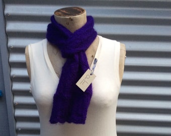 Purple Light and Lacy Hand Knitted Scarf