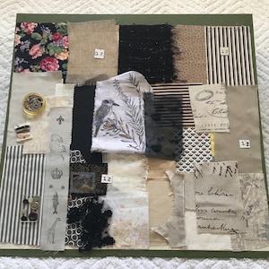 Black Cream Beige No 12 Slow Stitching Fabric Pack: Couture Textiles, Crazy Patch
