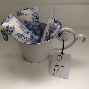 French Cotton Toile Blue 3 lavender sachets image 1