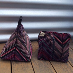 Zig Zag striped velvet door stop Pyramid Shape