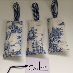 French Cotton Toile Blue 3 lavender sachets image 3