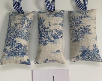 French Cotton Toile Blue 3 Australian organic lavender sachets