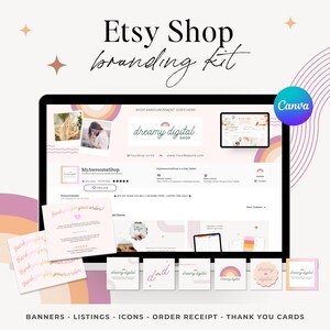 Etsy Shop Branding Kit, Banner Templates | Boho Groovy Etsy Shop Bundle Kit | Canva Digital Seller Branding Templates | Etsy Small Business