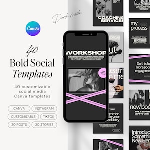 BOLD Instagram Canva Templates | Instagram Post, Story Template | Bold Luxury Aesthetic Modern, Minimal Social Media | Canva Template Bundle