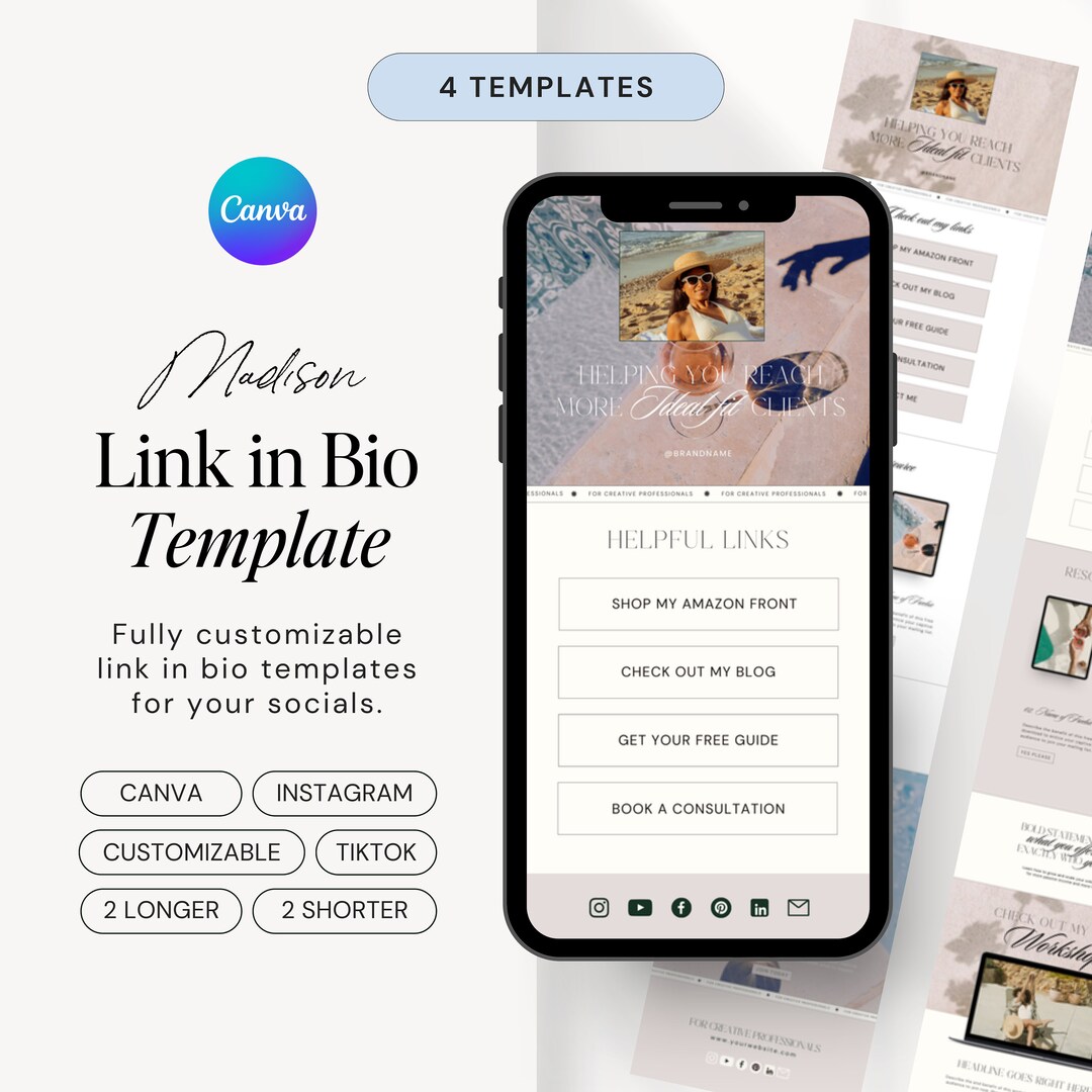 MADISON Instagram Link in Bio Template | Canva Template Tiktok | Modern ...