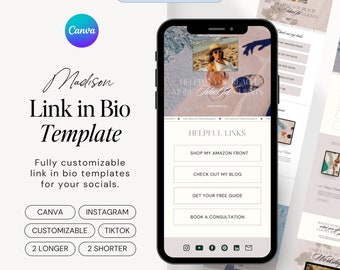 MADISON Instagram Link in Bio Template | Canva Template TikTok | Modern Coaching Website Mobile Landing Page | Linktree Landing Page Link