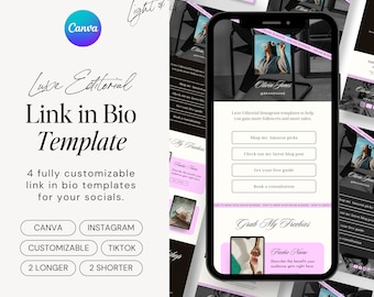 Luxe Editorial Instagram Link in Bio Template | Canva Template TikTok | Modern Website Mobile Landing Page Template | Instagram Landing Page