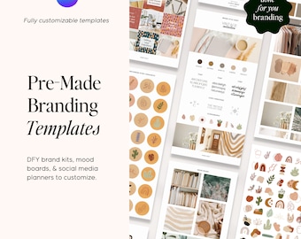 Vintage Boho Branding Kit, Semi-Custom Branding | Canva Brand Board Template | Logo Design, Instagram Highlights | Small Business Branding