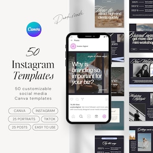 Instagram Canva Templates | Instagram Post, Portrait Template | Boho Luxury Aesthetic Modern, Minimal Social Media | Canva Template Bundle