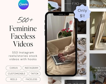 500+ weibliche, gesichtslose ästhetische Insta-Reel-Vorlagen | Viral Inhalt Haken | Luxusästhetik, moderne minimale Social Media | Canva Vorlage