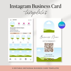Instagram Business Card Templates | 5 Editable Canva Templates for Social Media, VA's, Coaches, Beauty, Realtors | Printable Business Card