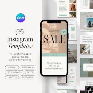 Sage Boho Instagram Canva Vorlagen | Instagram Posts, Stories | Boho Luxus Ästhetisch Modern, Minimal, Clean Social Media | Canva Bundle