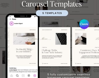 Minimalist Instagram Carousel Templates | Light Luxe Canva Design (Digital Download)