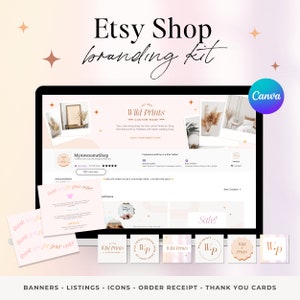 Etsy Shop Branding Kit, Banner Templates | Boho Etsy Shop Bundle Kit | Canva Digital Seller Branding Templates | Etsy Small Business Brand
