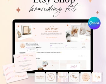 Etsy Shop Branding Kit, Banner Vorlagen | Boho Etsy Shop Bundle-Kit | Canva Digital Branding-Vorlagen für Verkäufer | Marke Etsy Small Business