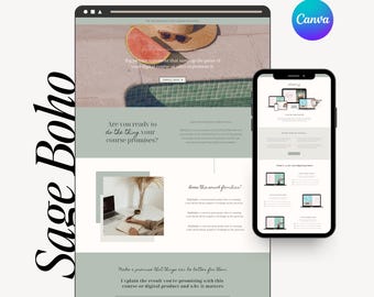 Boho Minimalist Sales Page Template | Canva Website Template Modern | Website Mobile Landing Page Template | Coaches, Clean Minimal Site