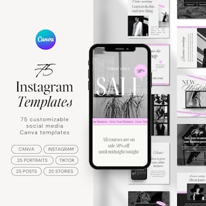 Instagram Canva Templates | Instagram Post, Portrait Template | Boho Luxury Aesthetic Modern, Minimal Social Media | Canva Template Bundle