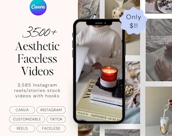 3500+ gesichtslose ästhetische Instagram-Rollen-Vorlagen | Viral Inhalt Haken | Licht Luxe Ästhetik, moderne Minimal Social Media | Canva Vorlage