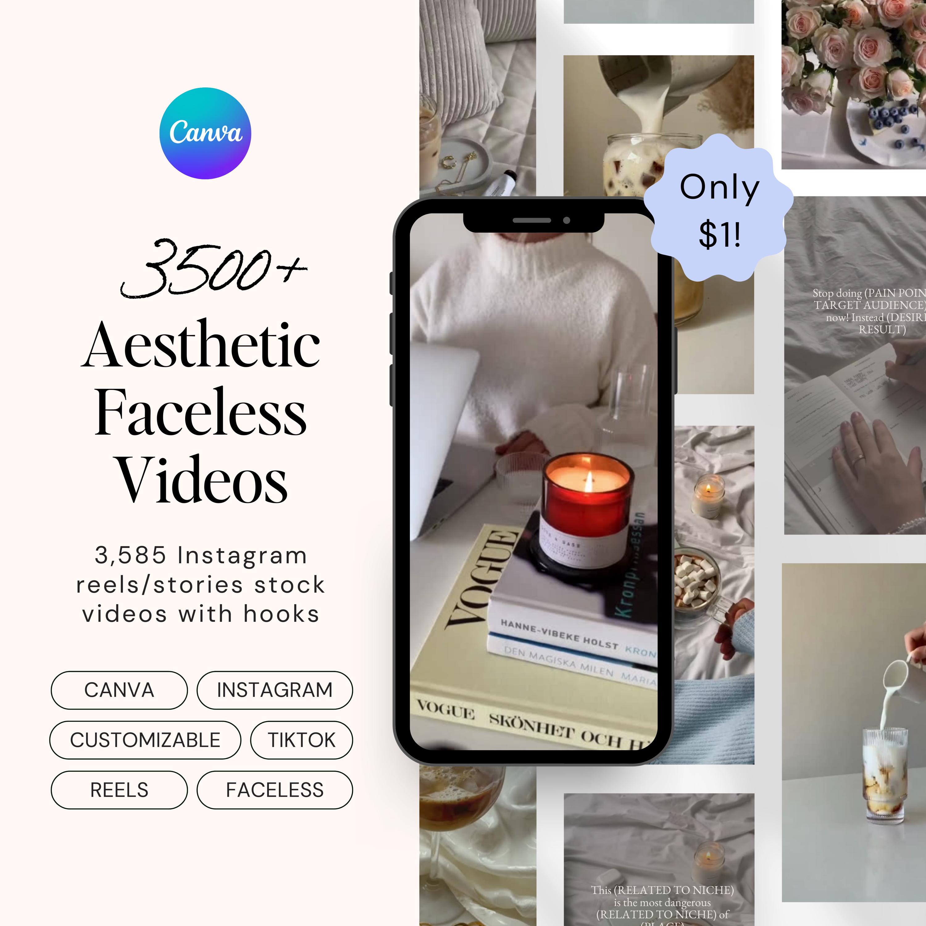 3500+ Faceless Aesthetic Instagram Reel Templates | Viral Content Hooks | Light Luxe Aesthetic, Modern Minimal Social Media | Canva Template