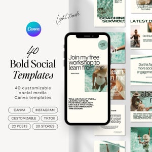 BOLD LIGHT Instagram Canva Templates | Instagram Post, Story Template | Bold Luxury Aesthetic Modern, Minimal Social Media | Canva Template