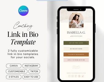 BOHO COACHING Instagram Link in Bio Template | Canva Template TikTok | Modern Coaching Website Mobile Landing Page | Insta Landing Page Link