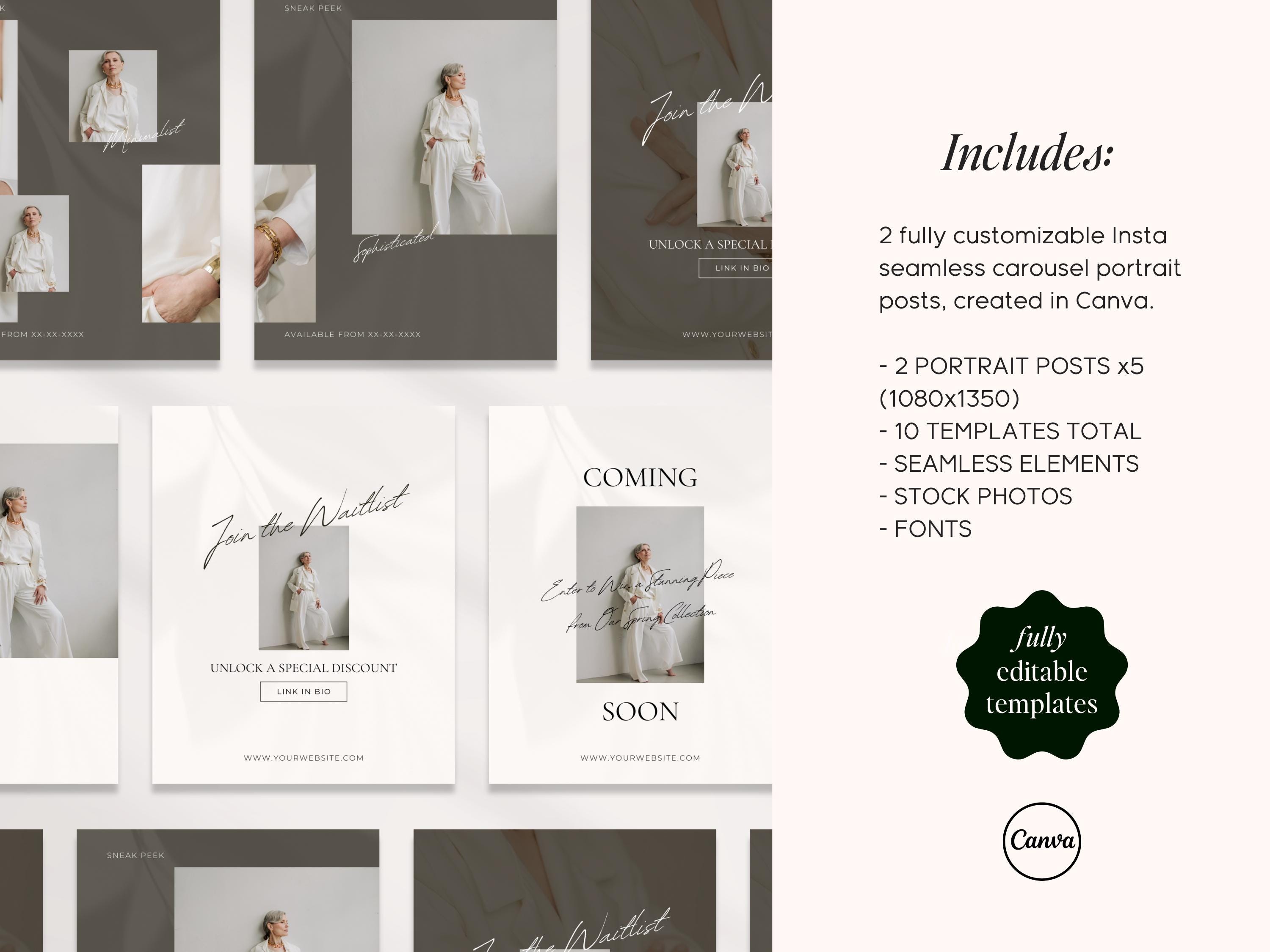 Neutral Instagram Carousel Template | Luxe Modern Canva Posts (digital ...