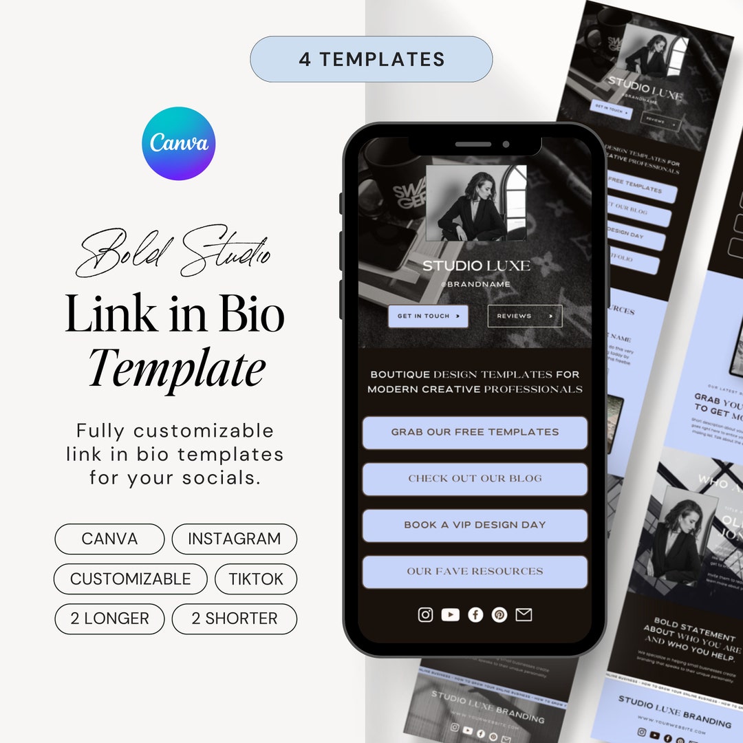 BOLD STUDIO Instagram Link in Bio Template | Canva Template Tiktok ...