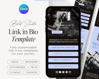 BOLD STUDIO Instagram Link in Bio Template | Canva Template TikTok | Modern Coaching Website Mobile Landing Page | Insta Landing Page Link