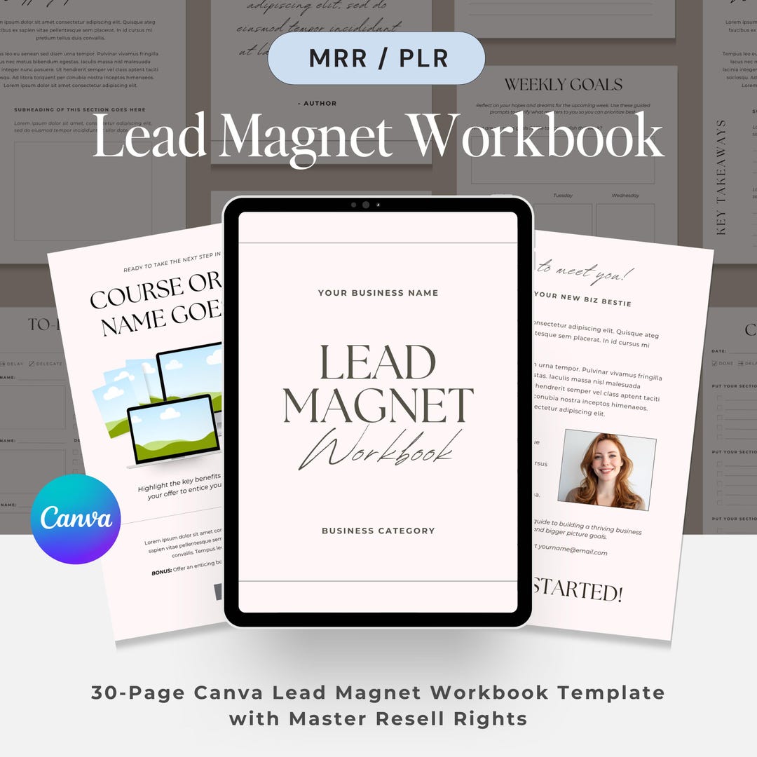 MRR Lead Magnet Workbook Template | Digital Products, Courses ...