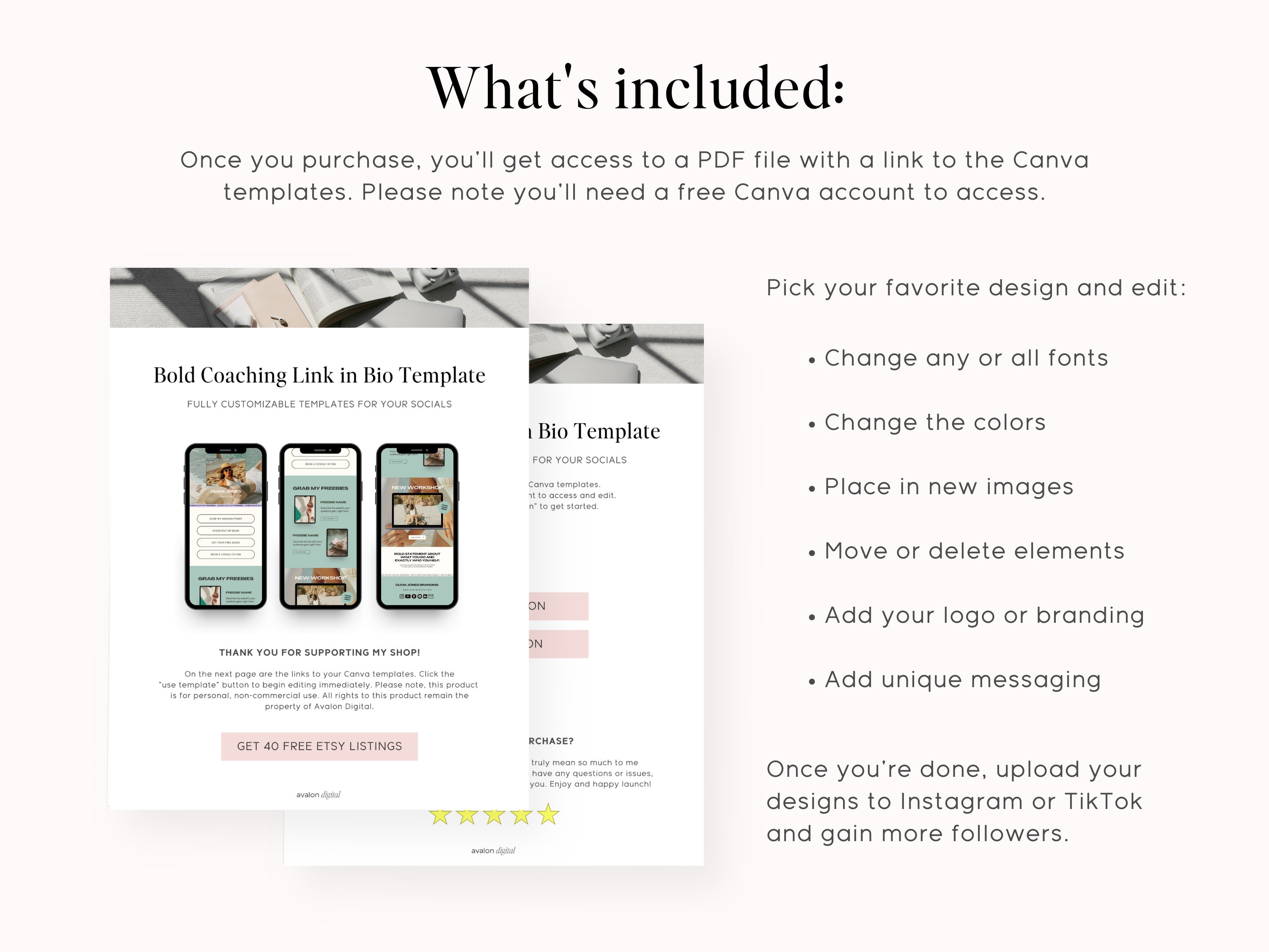 BOLD COACHING Instagram Link in Bio Template | Canva Template Tiktok ...