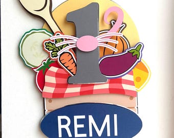 Ratatouille Cake Topper – Personalised Name & Age – Chef Cooking Birthday Party Decoration