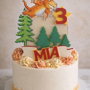 Personalised Dragon Cake Topper | Custom Name & Age | Forest Birthday Decoration | Zog-Inspired Party Cake Pick
