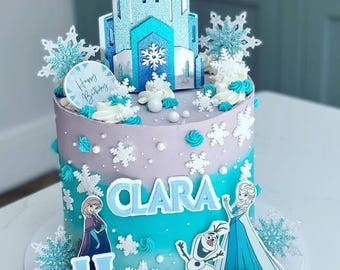 Frozen Castle Cake Topper: Personalised Glitter Princess Party Decor