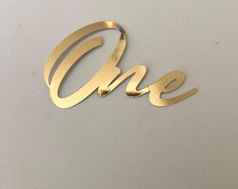 Gold Script Cake Topper: First Birthday Party Decoration
