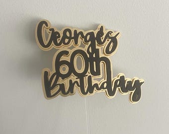 Black & Gold Personalised Name And Age Cake Topper – Luxe Birthday Decoration