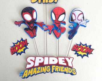 Spidey and Friends Cake Topper Set: Custom Spider Hero Birthday Decor
