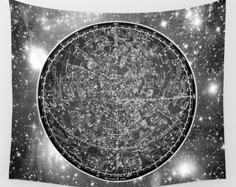 ZODIAC Star Map Tapestry, Vintage Star Map Large Size Wall Art, Astronomy Decor, Office, Dorm, Ancient Map, Astrology,Star Sign, Horoscope