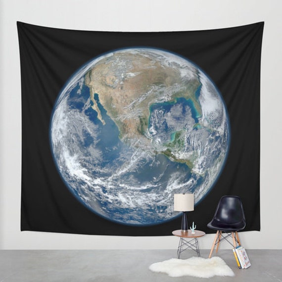 Earth From Space Wall Tapestry Space Tapestry World Etsy