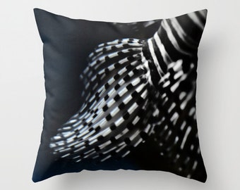 Photo pillow, Red Lionfish Fins Decorative Throw Pillow cover, Cushion, Office, Ocean, dorm decor, black white, fish, nautical, nature, noir