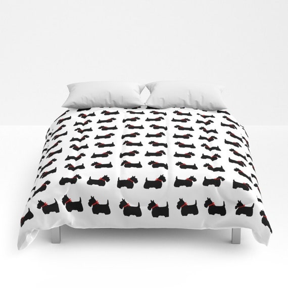 Scotty Dog Comforter Scottie Dog Made To Order Black White Etsy