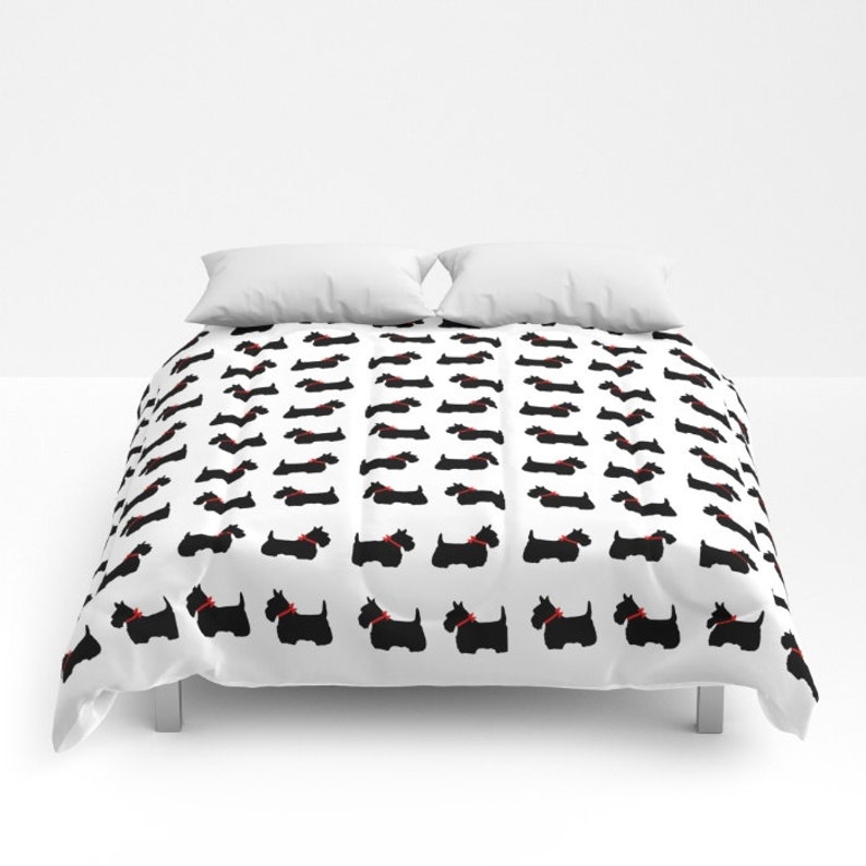 Scotty Dog Comforter Scottie Made To Order Black White - How To Have White Bedding With Dogs Scotty Dog Comforter Scottie Made To Order Black White - How To Have White Bedding With Dogs