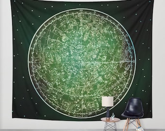 Zodiac Star Map Tapestry, Vintage Star Map Large Size Wall Art, Astronomy, Dorm, Office Decor, Ancient Map, Astrology, Star Sign, Horoscope